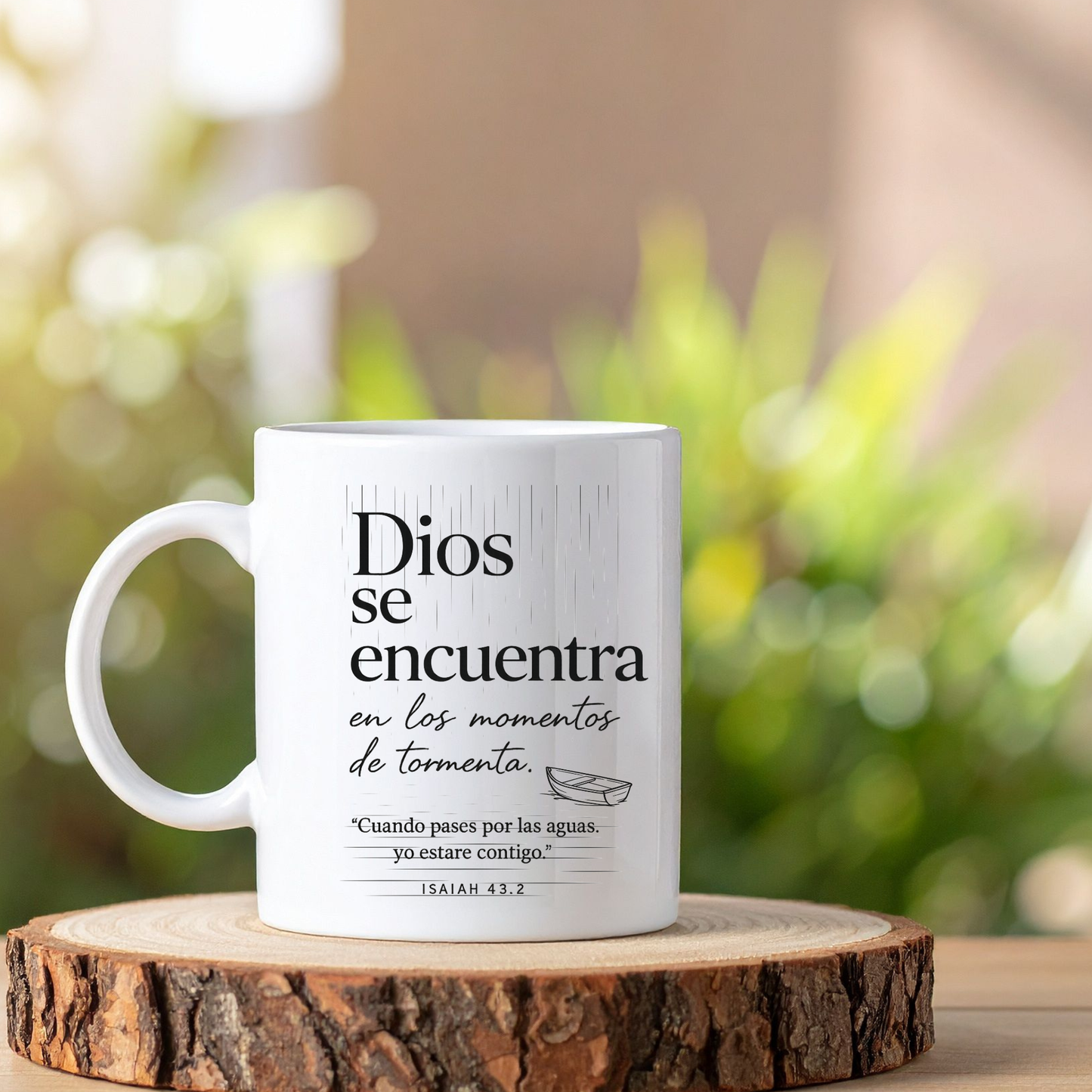 Dios Se Encuentra en los Momentos de Tormenta – Taza Cristiana Inspiradora | Isaiah 43:2